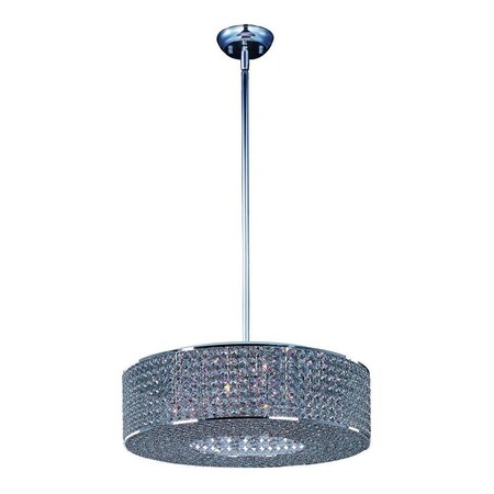 Maxim Six Light Plated Silver Beveled Crystal Glass Drum Shade Pendant 39895BCPS